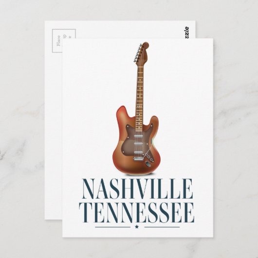 ナッシュビルテネシーのギター旅行ポスター ポストカード (正面/裏面)