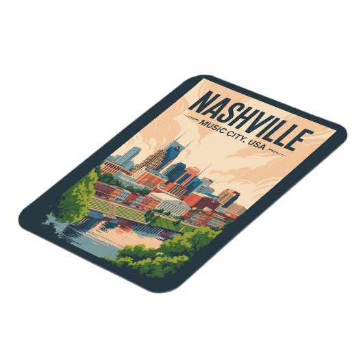 ナッシュビルテネシーのスカイライントラベルアートヴィンテージ マグネット (左側)