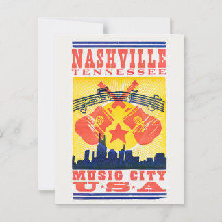 ナッシュビルテネシーレトロはがき – Music City US ポストカード