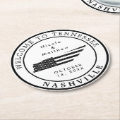 ナッシュビルテネシー地図ミニマル結婚リスト歓迎 ラウンドペーパーコースター (アングル)