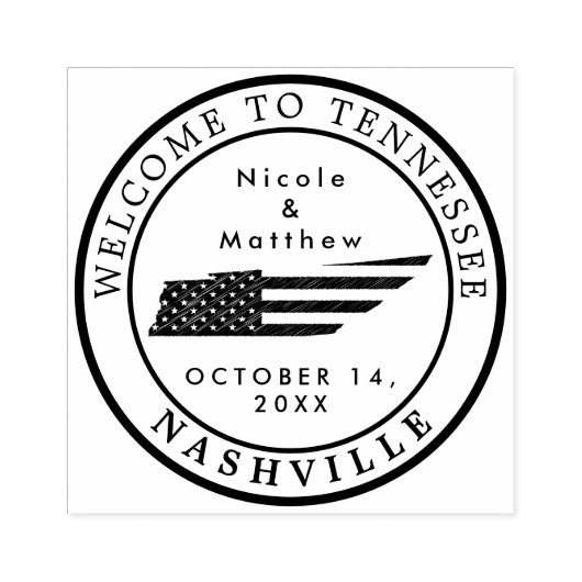 ナッシュビルテネシー地図ミニマル結婚リスト歓迎 ラバースタンプ (インプリント)
