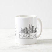 ナッシュビルテネシー州の様式化されたスカイライン コーヒーマグカップ (正面右)