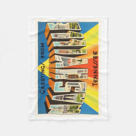 ナッシュビルテネシー州TNの古いヴィンテージ旅行記念品 フリースブランケット (正面)