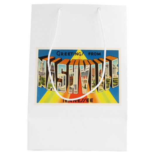 ナッシュビルテネシー州TNの古いヴィンテージ旅行記念品 ミディアムペーパーバッグ (裏面)