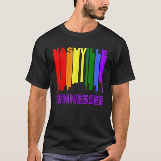 ナッシュビルテネシーLGBTQゲイプライドレインボースカイリン Tシャツ (正面)