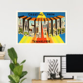 ナッシュビルテネシーTNオールドヴィンテージ旅行記念品 ポスター (ホームオフィス)