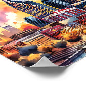 ナッシュビルテネシーUSAトラベルプレースウォータカラー ポスター (角)