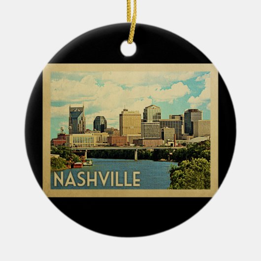 ナッシュビルテネシーVintage Travel セラミックオーナメント (正面)