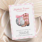 ナッシュビルディスコ女性のカーボーイピンクロデオバースデーパーティー 招待状