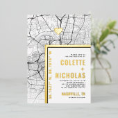 ナッシュビルラブロケーター |シティテーマ結婚の 箔招待状 (立ち正面)