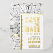 ナッシュビルラブロケーター |結婚式の日付の保存 箔招待状 (正面)