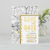 ナッシュビルラブロケーター |結婚式の日付の保存 箔招待状 (立ち正面)