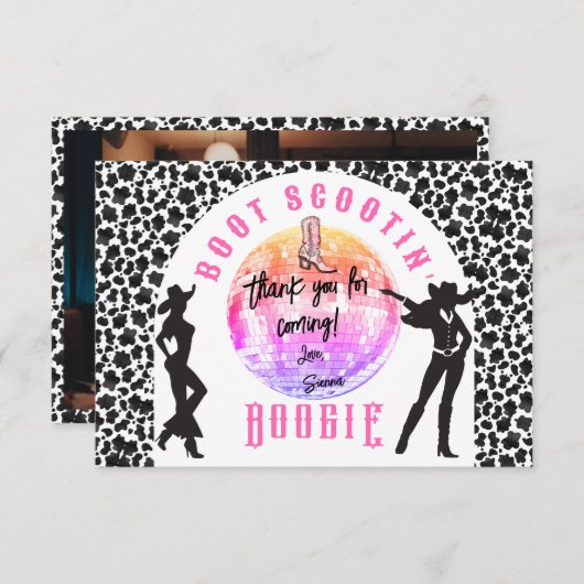 ナッシュビル女性のカーボーイディスコロデオバチェロレッテウィークエンド サンキューカード (正面/裏面)