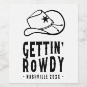 ナッシュビル独身パーティーカスタムGetting Rowdy ワインラベル (シングルラベル)