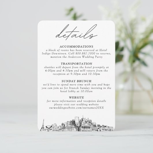 ナッシュビル結婚の小さな垂直詳細 エンクロージャーカード (スタンド正面)