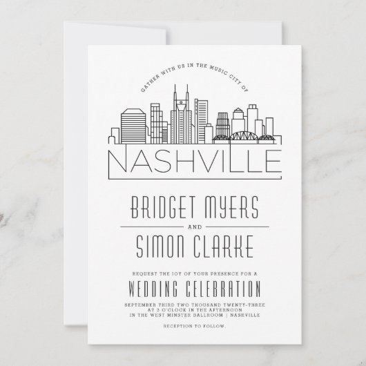 ナッシュビル結婚ズ |スタイル化されたスカイライン招待状 招待状 (正面)