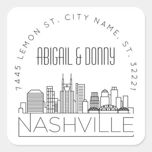ナッシュビル結婚ズ |事前にアドレス指定された封筒用シール スクエアシール (正面)