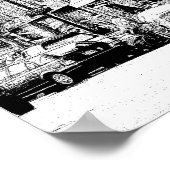 ナッシュビル通りシーン – デジタルペンとインクプリント ポスター (角)