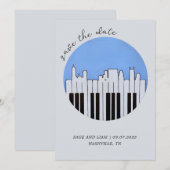 ナッシュビル・スカイライン・ピアノ・ミュージック・レコード・セーブ・ザ・デート 招待状 (正面/裏面)