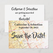 ナッシュビル、テネシー州 ヴィンテージマップ セーブザデート (正面/裏面)