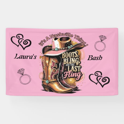 ナッシュビル・バチェロレッテ・パーティー - ブーツと輝き 横断幕 (横)