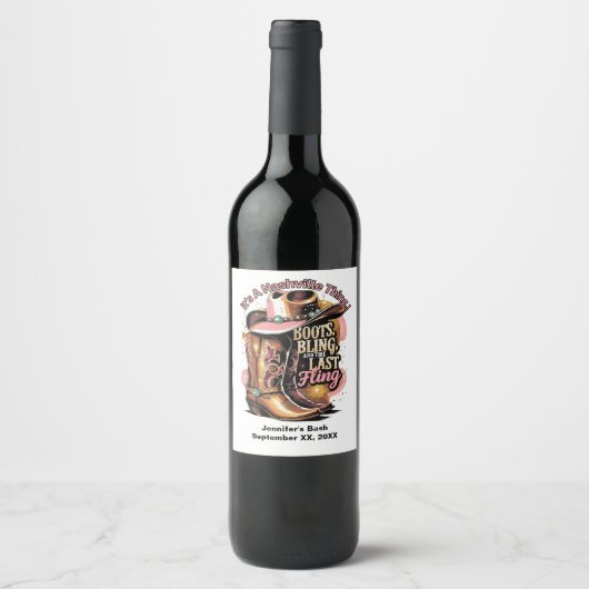 ナッシュビル・バチェロレッテ・パーティー ワインラベル (正面)