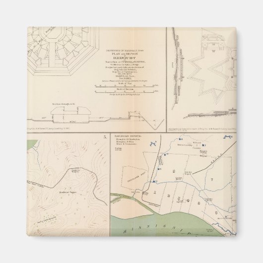 ナッシュビル、メンフィス、Ft Donelson マグネット (正面)