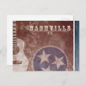 ナッシュビルTNヴィンテージフラッグギターポストカード ポストカード (正面/裏面)