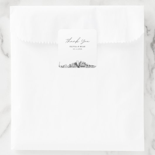 ナッシュビ結婚ルのランドマークの件ありがとう スクエアシール (バッグ)