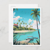 ナッソーバハマアートトラベルプレイスイラストレーション ポストカード (正面/裏面)