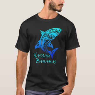 ナッソーバハマストライプシャークポリネシアンタトゥースタイル Tシャツ