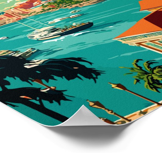 ナッソーバハマヴィンテージ旅行イラストレーション ポスター (角)