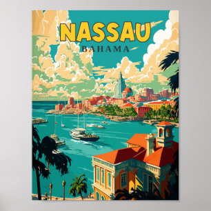 ナッソーバハマヴィンテージ旅行イラストレーション ポスター