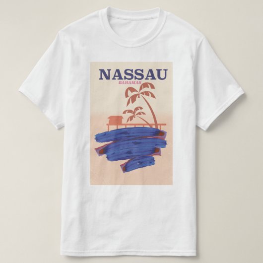 ナッソーバハマ旅行ビーチポスター Tシャツ (デザイン正面)