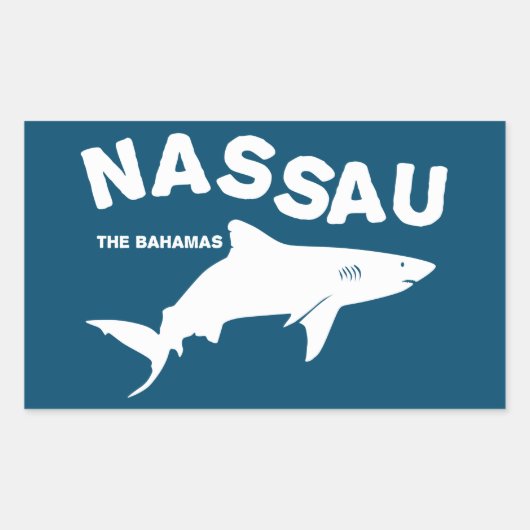 ナッソー – バハマスシャークダイビングTシャツ 長方形シール (正面)