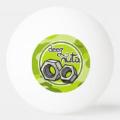 ナッツおもしろい類、明るい緑の迷彩柄、カモフラージュ 卓球ボール (裏面)