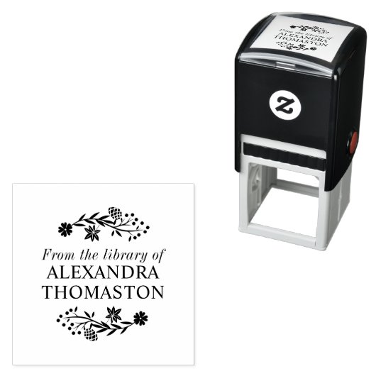 ナッツの花を咲かせる木の枝 ライブラリー 本の名前 セルフインキングスタンプ (インサイチュ)