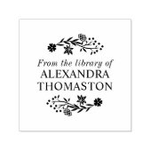 ナッツの花を咲かせる木の枝 ライブラリー 本の名前 セルフインキングスタンプ (デザイン)