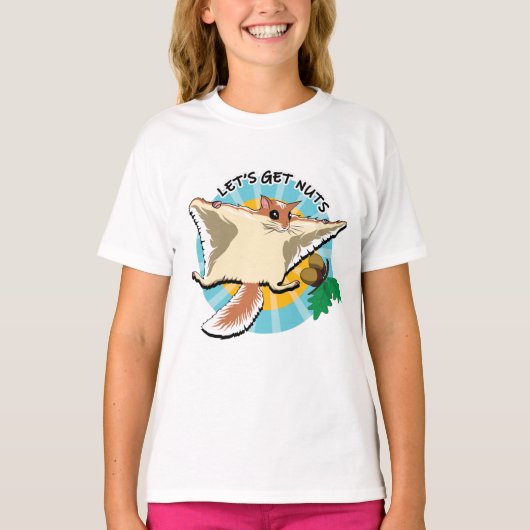 ナッツを取ろう – リス飛んでいるレル Tシャツ (正面)