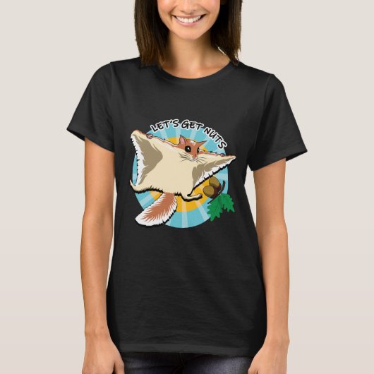 ナッツを取ろう – リス飛んでいるレル Tシャツ (正面)