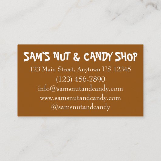 ナッツカシューアーモンドピーナッツナットキャンディーショップグルメ 名刺 (裏面)