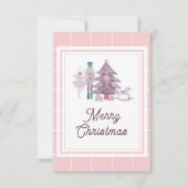 ナッツクラッカーのクリスマス写真 ピンクの感謝カードです サンキューカード (正面)