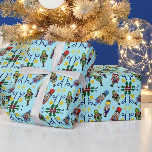 ナッツクラッカー柄 ラッピングペーパー (クリスマス)