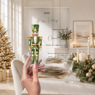 ナッツクラッカー グリーン ミニマリスト 高級 クリスマスパーティー アクリル招待状