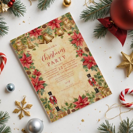 ナッツクラッカー ポインセチア クリスマス 招待状