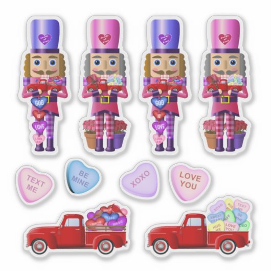 ナッツクラッカー リトル レッド トラック バレンタイン ステッカー シール (正面)