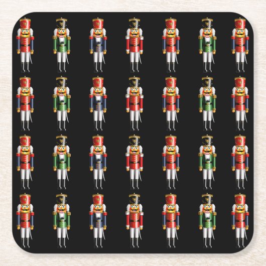 ナッツ味のくるみ割りの戦わない兵隊のかわいい軍隊 スクエアペーパーコースター (正面)