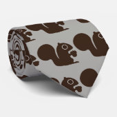 ナッツ味のリスパターン|かわいい森林生き物 ネクタイ (ロール)