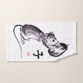 ナッツ墨汁を入れた絵画マウス バスタオルセット (ハンドタオル)