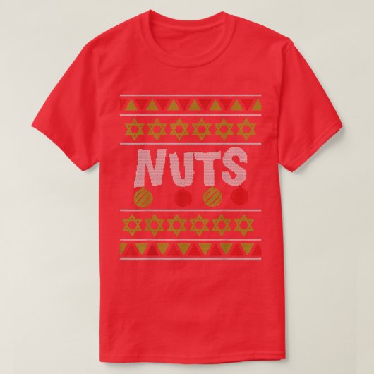 ナッツ栗マッチングカップルおもしろい醜いクリスマス Tシャツ (デザイン正面)
